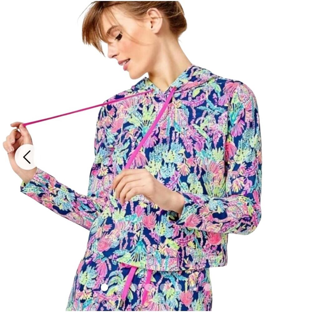 Lilly Pulitzer Pryce Hoodie Oyster Bay Navy‎ Womens Medium Seen And Heard Preppy